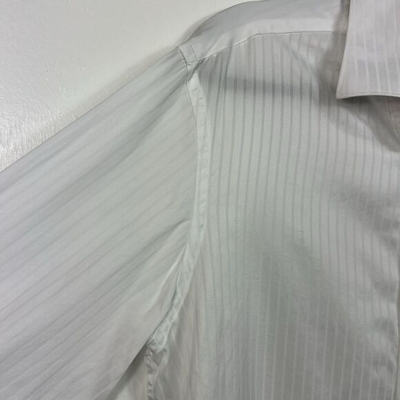 Bugatchi Cotton Striped White Men's Long Sleeve Button Down Shirt Size 16/40 - Picture 2 of 11